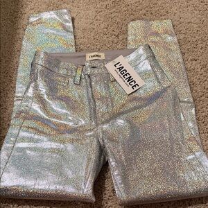 L'AGENCE Iridescent Silver Pants